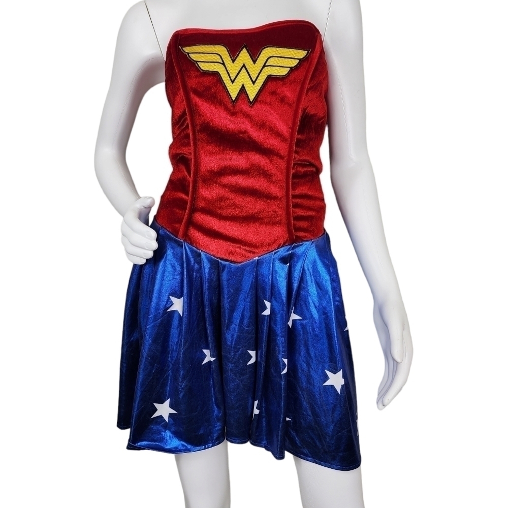 Wonder Woman Red Blue Velveteen Upper Costume Dress Size M/L